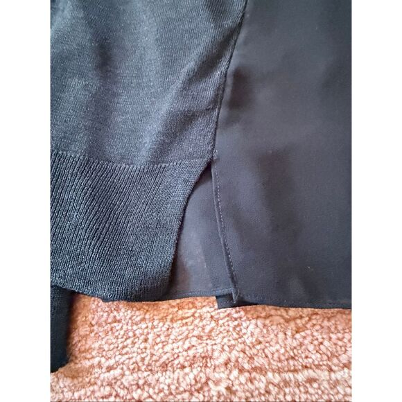 NIC ZOE Black Sheer Silk Blend Button Front Long Cardigan Size M - Picture 3 of 9